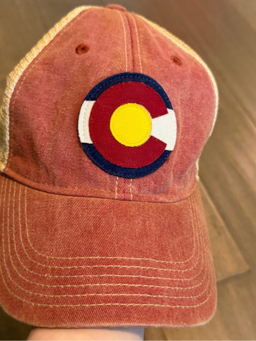 Colorado Legacy Tan and Red Trucker Cap with Patch Detail